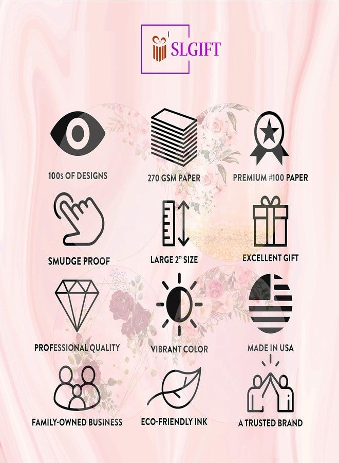 SLGIFT Vinyl Round Floral Theme Sticker, Self-Adhesive Vinyl Stickers, 40 Pieces, 2 x 2 Inches Round Sticker, 4 Unique Designs, R110 - Image 5